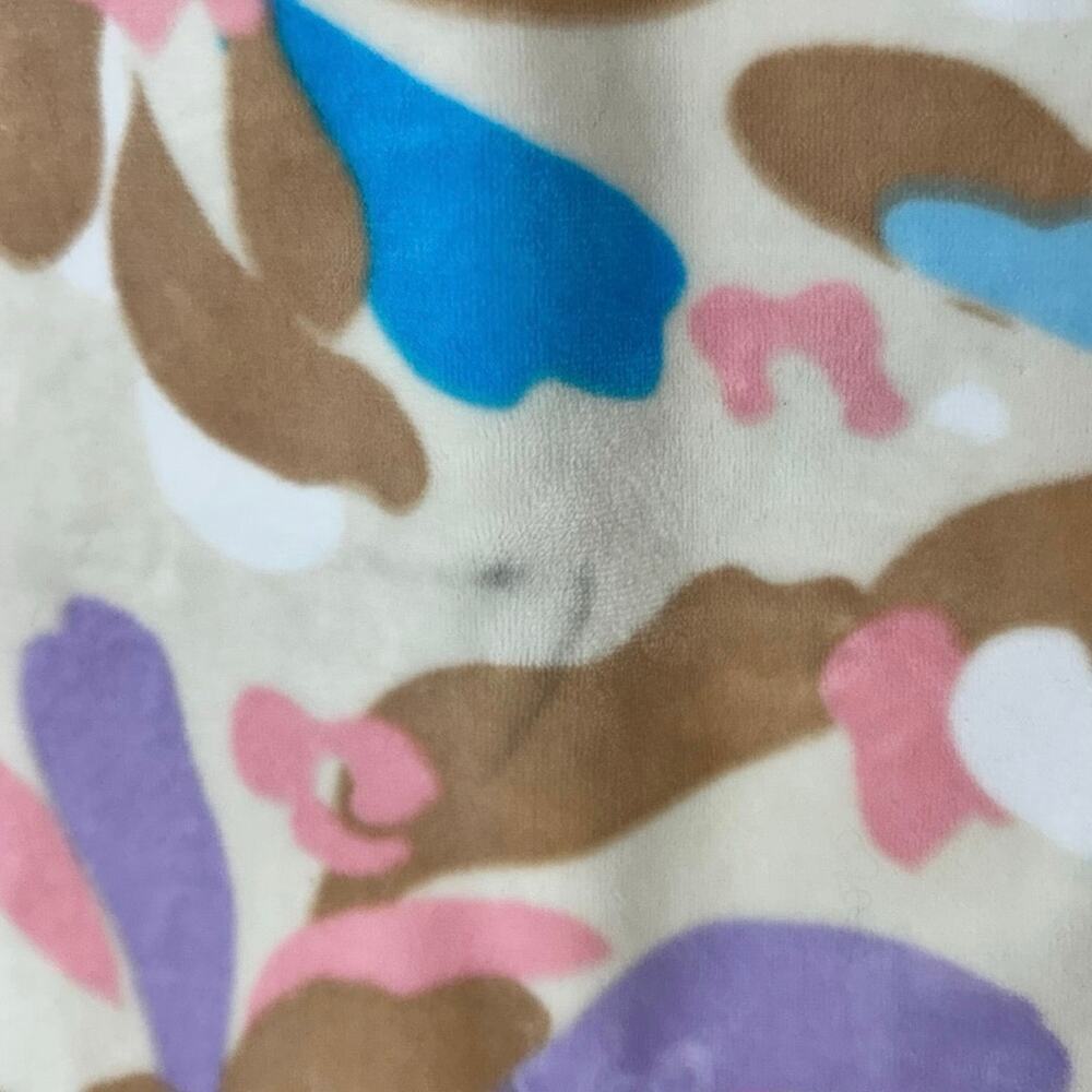 Juicy Couture 1X Floral Velour Pants Wide Leg Y2K Retro Lounge Pink Blue - Picture 10 of 10